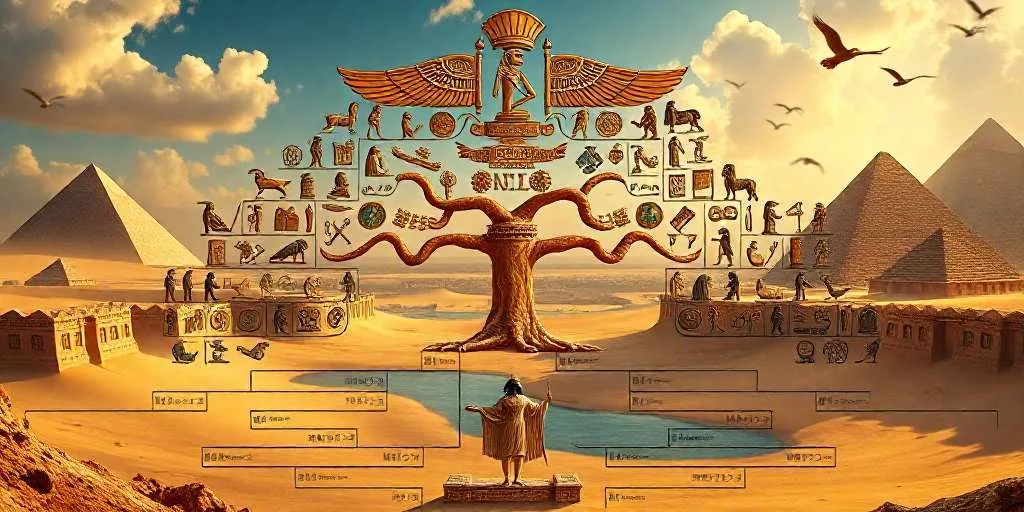 Árbol genealógico mitología egipcia: Dioses y sus relaciones divinas